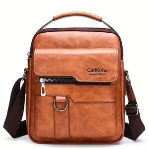 NWT Carlkimu Gorgeous Vintage Tan Camel Shoulder Multi-Pocket Office Travel Bag